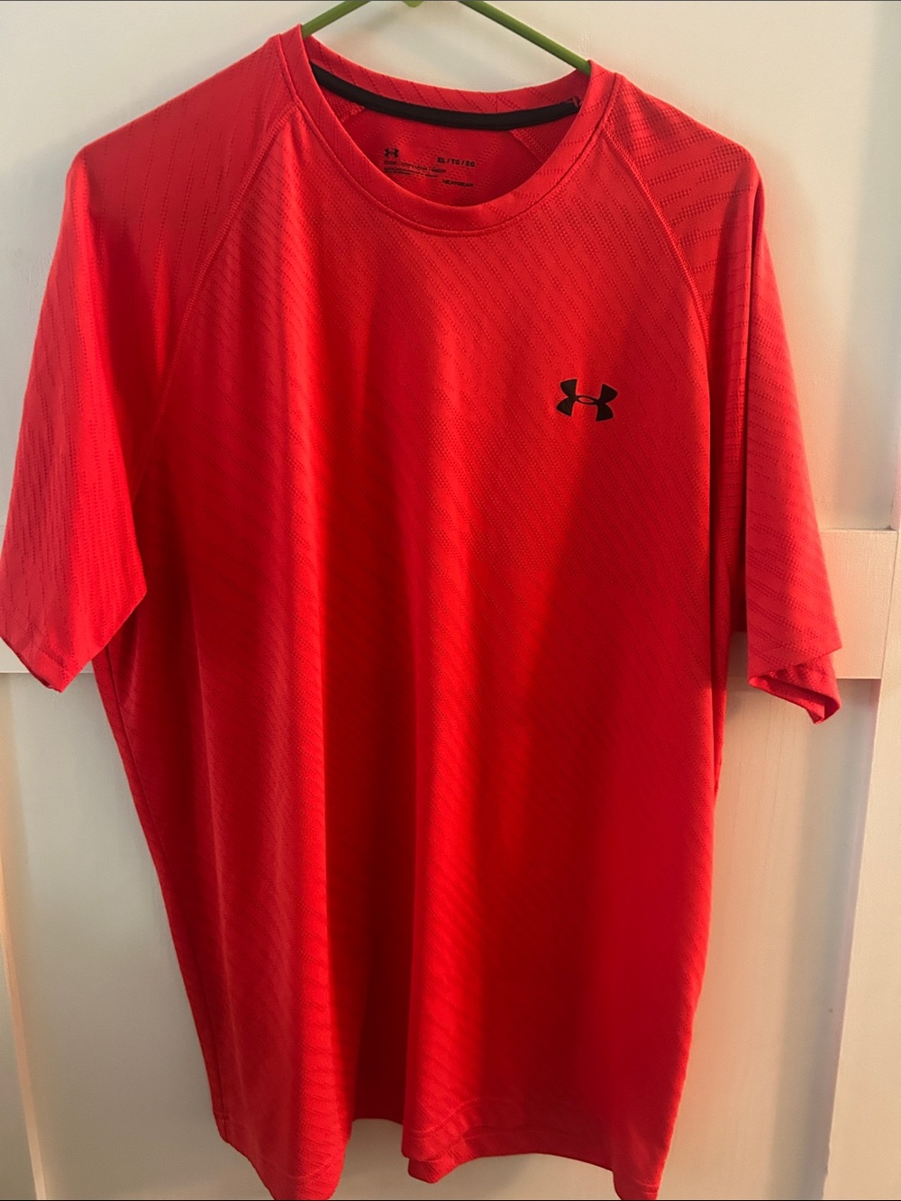 Under Armour Red Short-Sleeve Athletic Tee with Black Logo